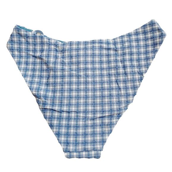 JONATHAN SIMKHAI Francesca Seersucker Bikini Bottom In Adriatic Plaid - Picture 5 of 10